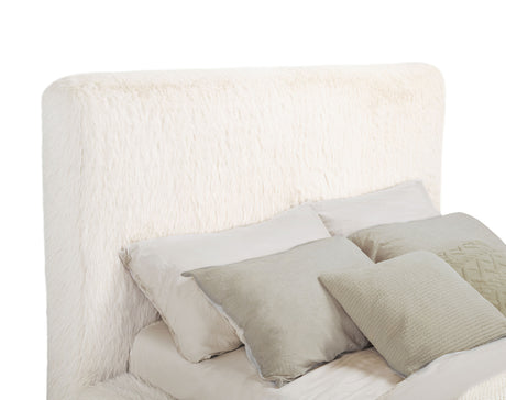 Rebecca Faux Fur Upholstered Panel Bed - Plush Cream Padded Headboard, Queen to California King – view 17