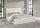 Rebecca Faux Fur Upholstered Panel Bed - Plush Cream Padded Headboard, Queen to California King – view 20