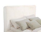 Rebecca Faux Fur Upholstered Panel Bed - Plush Cream Padded Headboard, Queen to California King – view 9