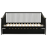 Delgado Windsor Spindle Twin Daybed with Trundle - Arched Arms in Black Wood – view 4