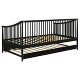 Delgado Windsor Spindle Twin Daybed with Trundle - Arched Arms in Black Wood – view 5