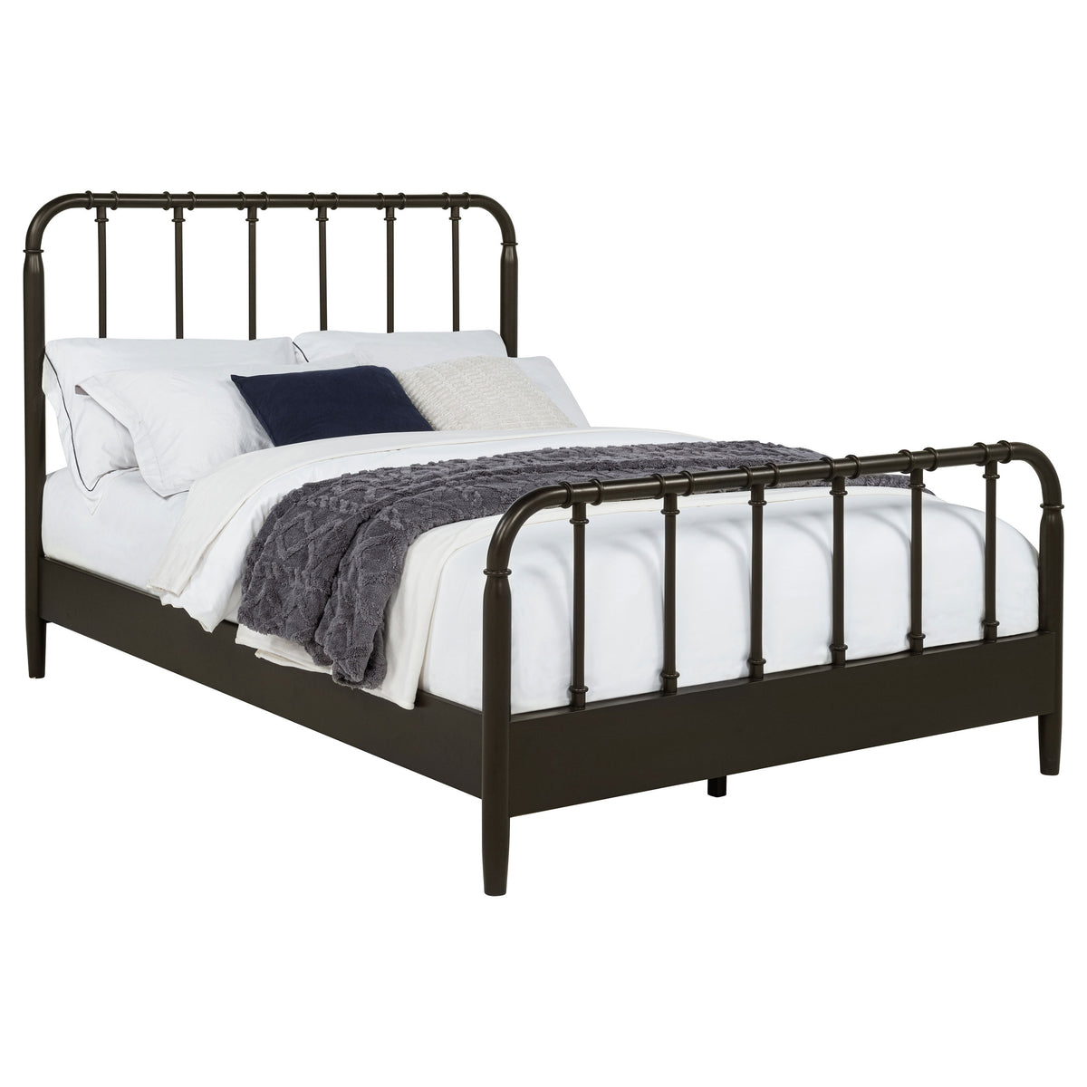 Rocco Open Frame Bed with Water Pipe-Inspired Wood Design - Dark Bronze, Twin to Eastern King – view 8