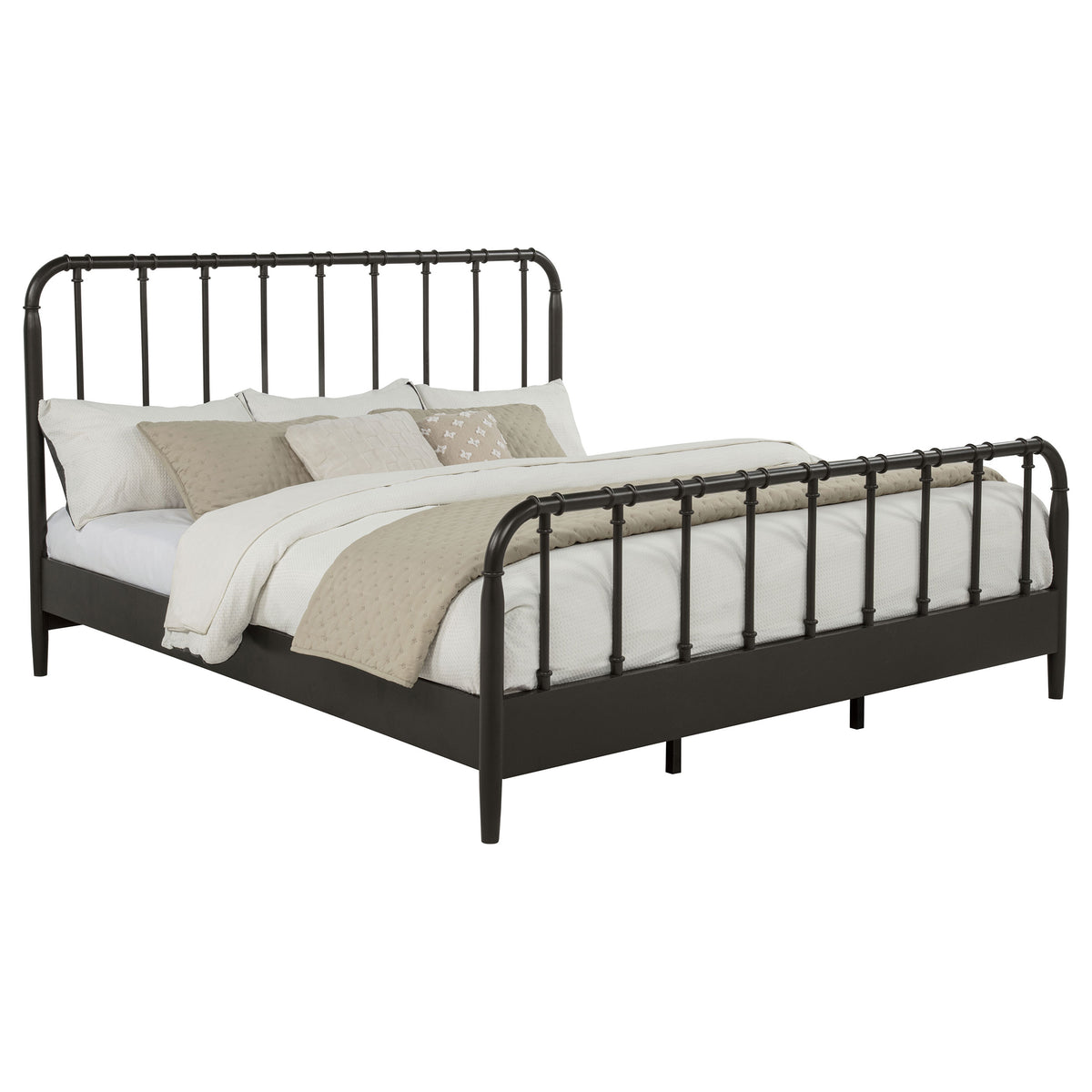 Rocco Open Frame Bed with Water Pipe-Inspired Wood Design - Dark Bronze, Twin to Eastern King – view 14