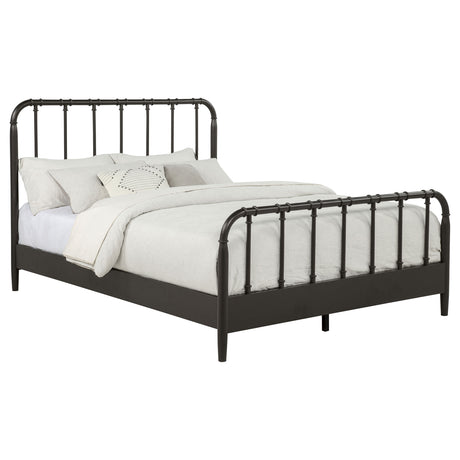 Rocco Open Frame Bed with Water Pipe-Inspired Wood Design - Queen