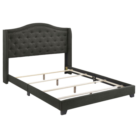 Sonoma Upholstered Wingback Bed with Button Tufting & Nailhead Trim - Grey