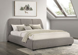 Mokena Curved Upholstered Platform Bed - Stitched Panel Headboard in Taupe, Queen & King – view 2