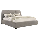 Mokena Curved Upholstered Platform Bed - Stitched Panel Headboard in Taupe, Queen & King – view 13