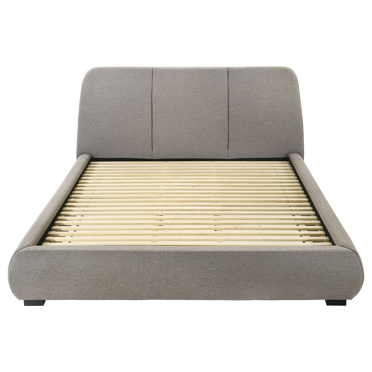 Mokena Curved Upholstered Platform Bed - Stitched Panel Headboard in Taupe, Queen & King – view 14
