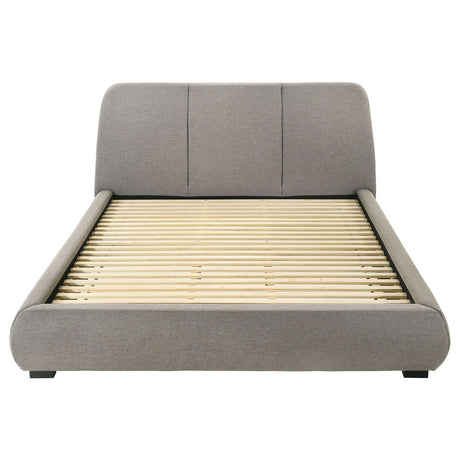 Mokena Curved Upholstered Platform Bed - Stitched Panel Headboard in Taupe, Queen & King – view 14
