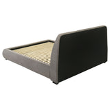 Mokena Curved Upholstered Platform Bed - Stitched Panel Headboard in Taupe, Queen & King – view 15