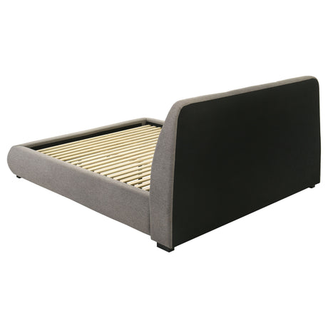 Mokena Curved Upholstered Platform Bed - Stitched Panel Headboard in Taupe, Queen & King – view 15