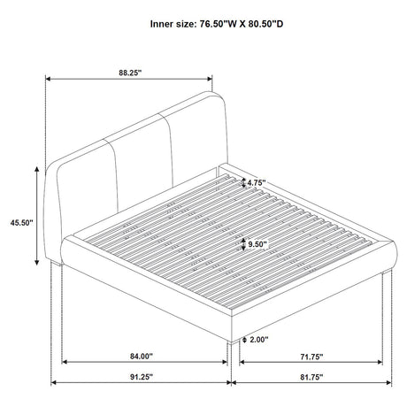 Mokena Curved Upholstered Platform Bed - Stitched Panel Headboard in Taupe, Queen & King – view 18