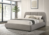 Mokena Curved Upholstered Platform Bed - Stitched Panel Headboard in Taupe, Queen & King – view 3