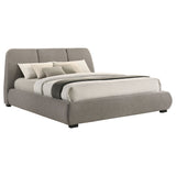 Mokena Curved Upholstered Platform Bed - Stitched Panel Headboard in Taupe, Queen & King – view 19