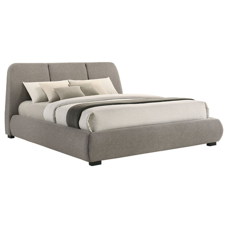 Mokena Curved Upholstered Platform Bed - Stitched Panel Headboard in Taupe, Queen & King – view 19
