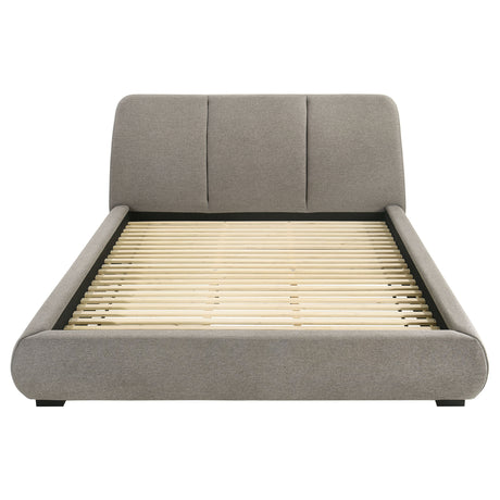 Mokena Curved Upholstered Platform Bed - Stitched Panel Headboard in Taupe, Queen & King – view 20