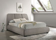 Mokena Curved Upholstered Platform Bed - Stitched Panel Headboard in Taupe, Queen & King – view 1