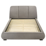 Mokena Curved Upholstered Platform Bed - Stitched Panel Headboard in Taupe, Queen & King – view 8