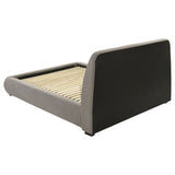Mokena Curved Upholstered Platform Bed - Stitched Panel Headboard in Taupe, Queen & King – view 9