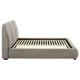 Mokena Curved Upholstered Platform Bed - Stitched Panel Headboard in Taupe, Queen & King – view 10