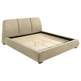 Mokena Curved Upholstered Platform Bed with Stitched Headboard - Eastern King