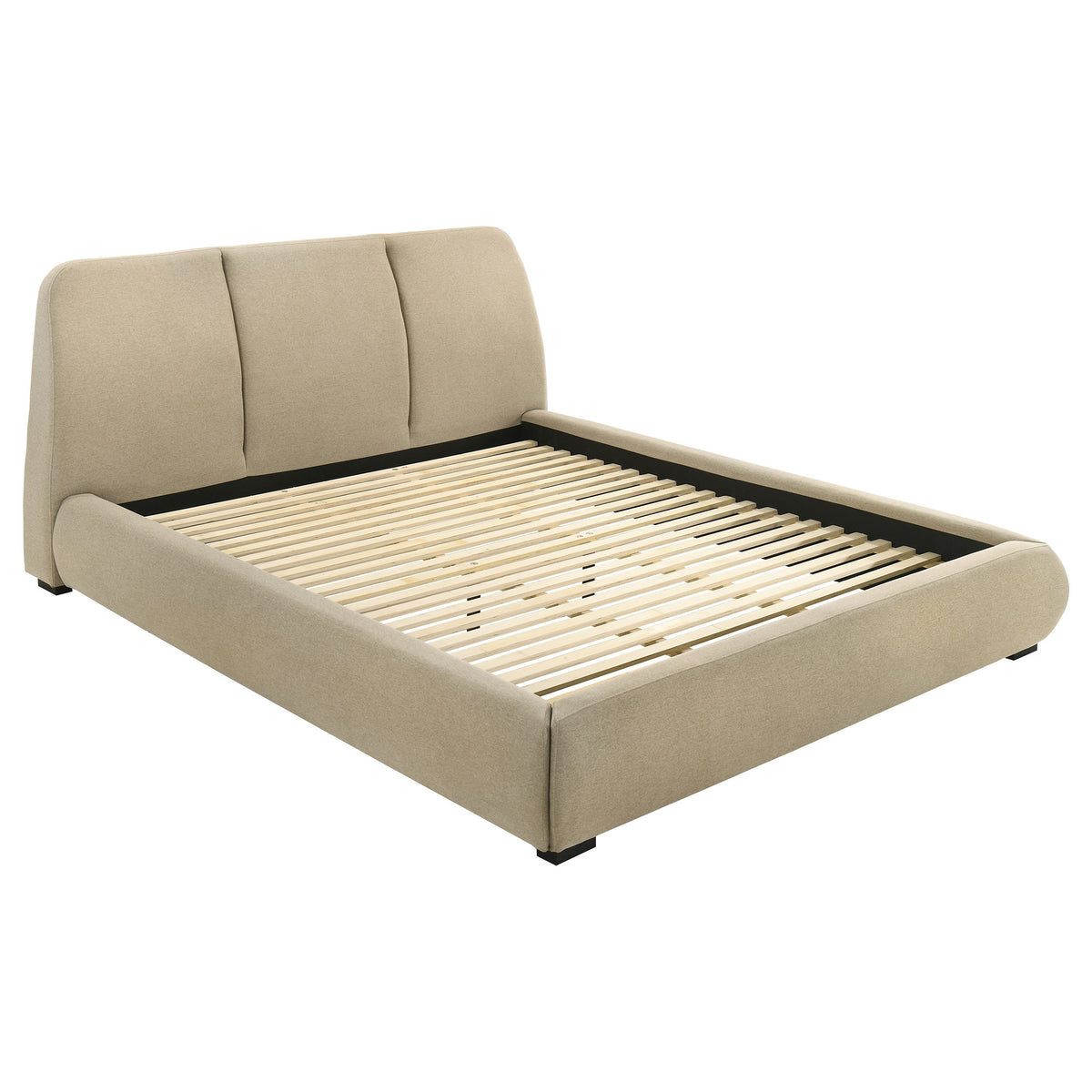 Mokena Curved Upholstered Platform Bed with Stitched Headboard - California King