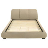 Mokena Curved Upholstered Platform Bed with Stitched Headboard - Light Brown Fabric, Queen to California King – view 20
