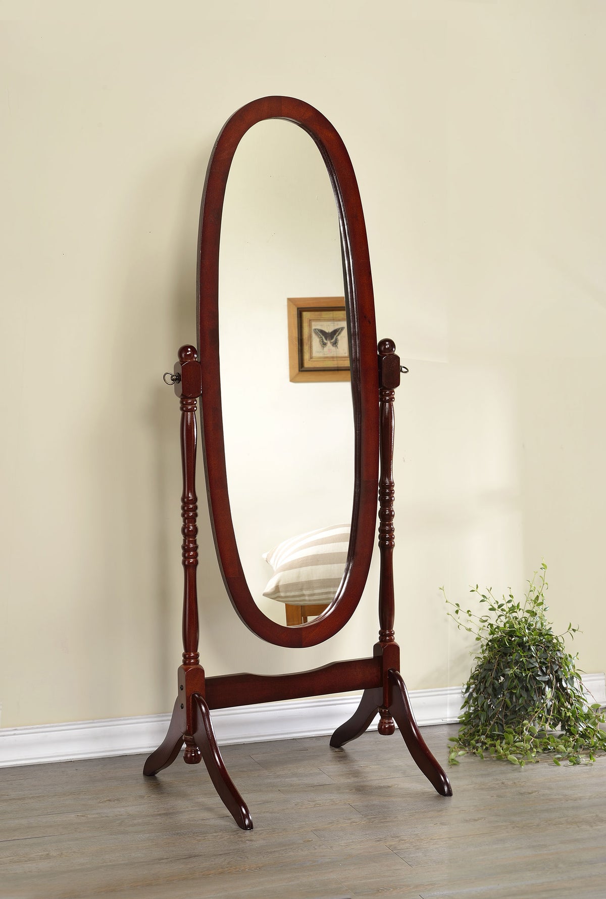 Foyet Adjustable Full-Length Cheval Mirror - Traditional Oval Frame in Merlot – view 1