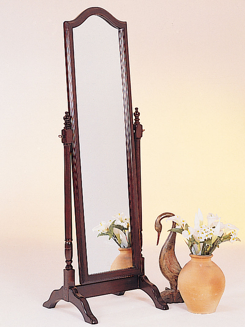 Cabot Adjustable Full-Length Cheval Mirror - Traditional Arched Bonnet Top in Merlot