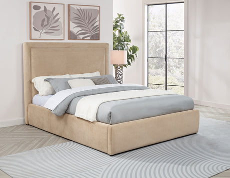 Lawson Upholstered Platform Bed - Clean Panel Headboard in Light Saddle or Mushroom, Full to Eastern King – view 2