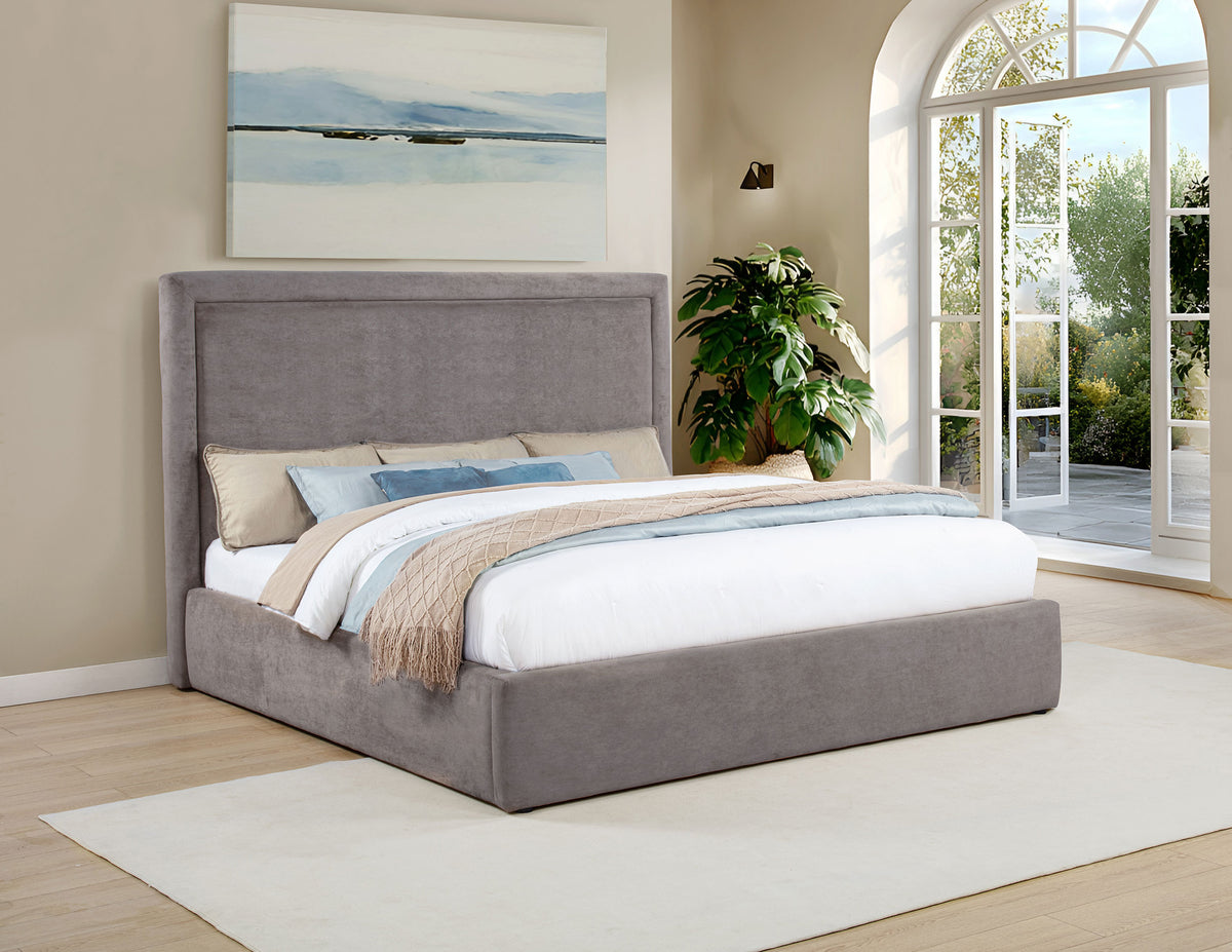 Lawson Upholstered Platform Bed - Clean Panel Headboard in Light Saddle or Mushroom, Full to Eastern King - lifestyle