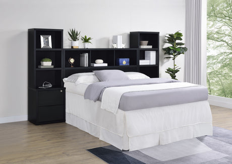 Westpark Bookcase Headboard & Storage Wall Sets - 3pcs- Queen Headboard + 2 Bookcase Nightstands