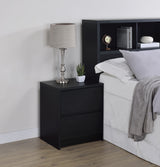 Westpark Bookcase Headboard & Storage Wall Sets - Black with USB Charging Nightstands, Twin to Queen - lifestyle