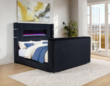 Tisdall Wingback TV Bed with Motorized Lift & Flame Visualizer - Black Corduroy, Queen & King – view 18