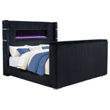 Tisdall Wingback TV Bed with Motorized Lift & Flame Visualizer - Eastern King