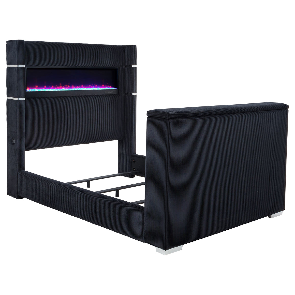 Tisdall Wingback TV Bed with Motorized Lift & Flame Visualizer - Queen