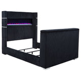 Tisdall Wingback TV Bed with Motorized Lift & Flame Visualizer - Queen