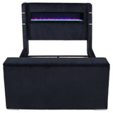 Tisdall Wingback TV Bed with Motorized Lift & Flame Visualizer - Black Corduroy, Queen & King – view 8