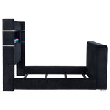 Tisdall Wingback TV Bed with Motorized Lift & Flame Visualizer - Black Corduroy, Queen & King – view 10