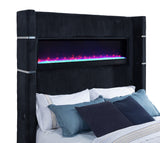 Tisdall Wingback TV Bed with Motorized Lift & Flame Visualizer - Black Corduroy, Queen & King – view 11