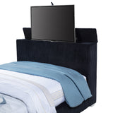 Tisdall Wingback TV Bed with Motorized Lift & Flame Visualizer - Black Corduroy, Queen & King – view 12