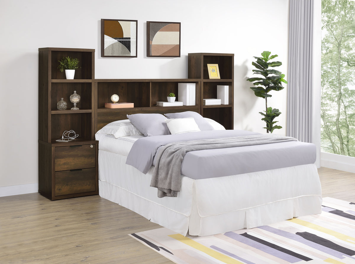 Westpark Bookcase Headboard & Wall Bed Sets - 3pcs- Full Headboard + 2 Bookcase Nightstands