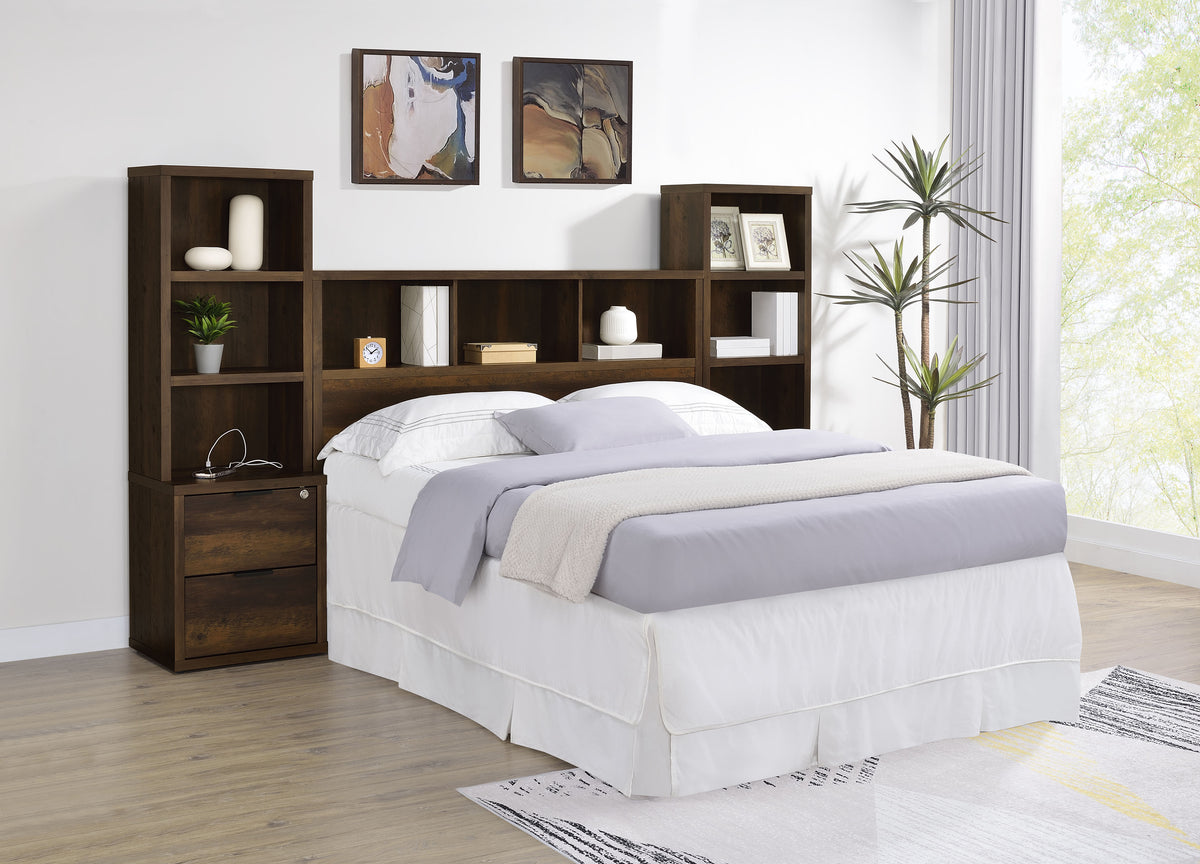 Westpark Bookcase Headboard & Wall Bed Sets - 3pcs- Queen Headboard + 2 Bookcase Nightstands