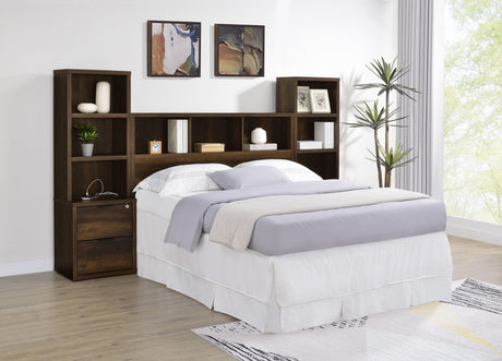 Westpark Bookcase Headboard & Wall Bed Sets - 3pcs- Queen Headboard + 2 Bookcase Nightstands