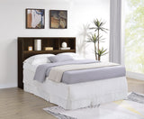 Westpark Bookcase Headboard & Wall Bed Sets - Open Cubby Storage with USB Nightstand in Dark Pine - lifestyle