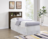 Westpark Bookcase Headboard & Wall Bed Sets - Open Cubby Storage with USB Nightstand in Dark Pine – view 1