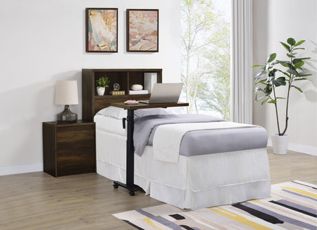 Westpark Bookcase Headboard & Wall Bed Sets - Open Cubby Storage with USB Nightstand in Dark Pine – view 18