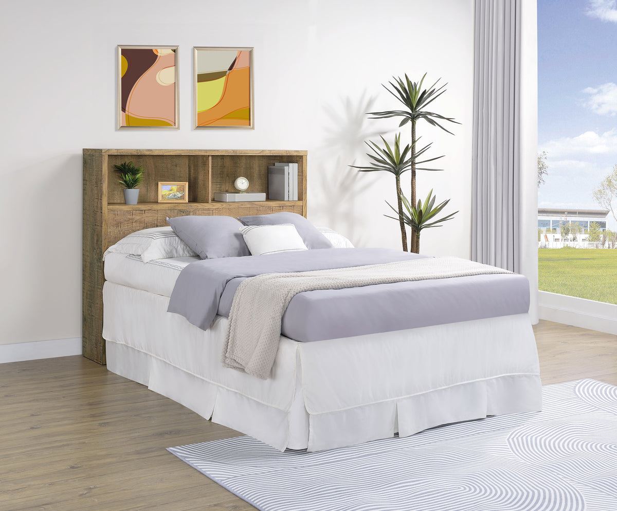 Westpark Bookcase Headboard & Wall Bedroom Sets - USB Charging & LED Nightstand in Mango, Twin to Queen - lifestyle