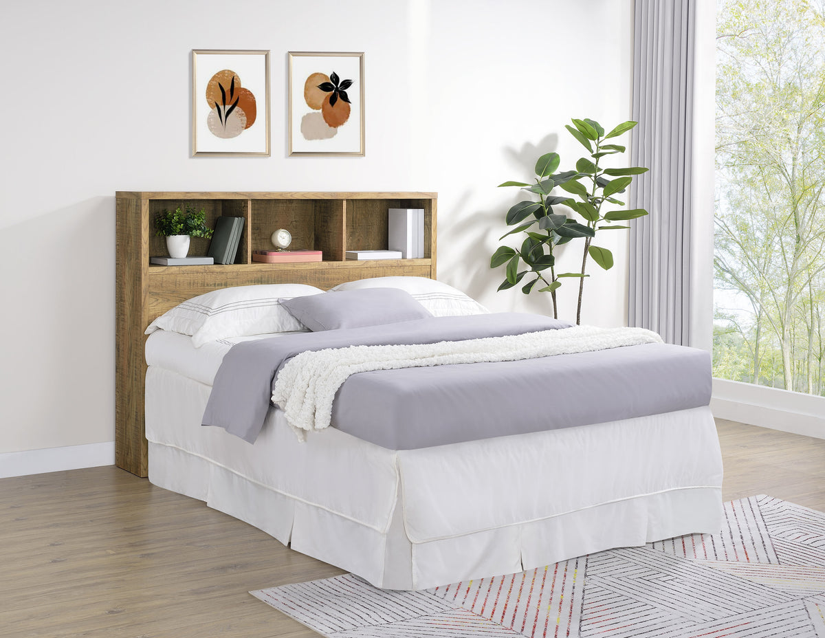 Westpark Bookcase Headboard & Wall Bedroom Sets - USB Charging & LED Nightstand in Mango, Twin to Queen - lifestyle