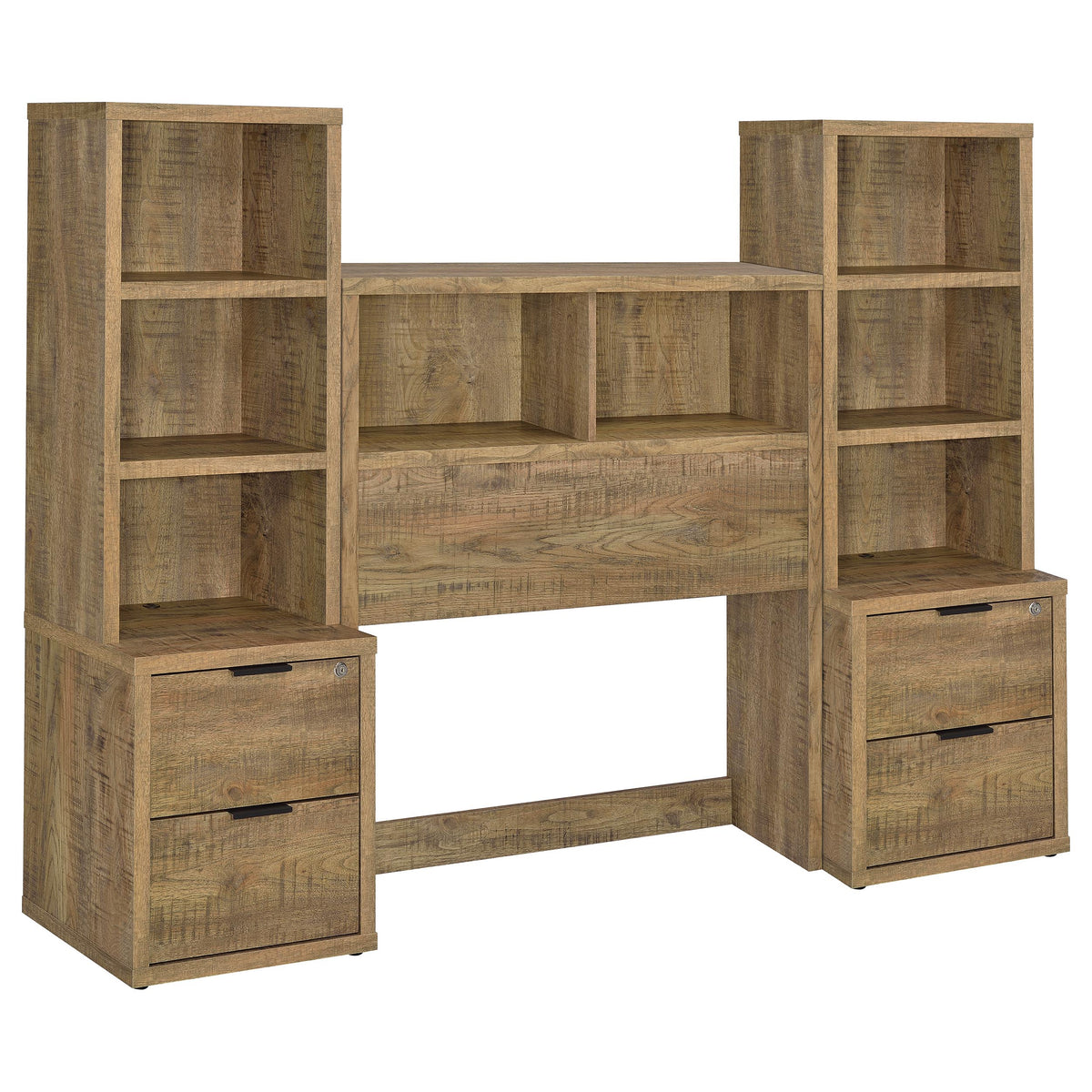 Westpark Bookcase Headboard & Wall Bedroom Sets - USB Charging & LED Nightstand in Mango, Twin to Queen
